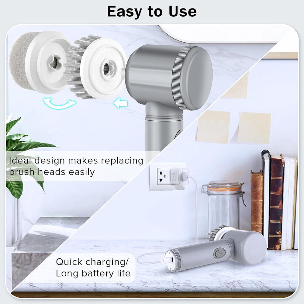 Cepillo Eléctrico de Limpieza Recargable 8 en 1 – Limpia Baño, Cocina y Azulejos sin Esfuerzo