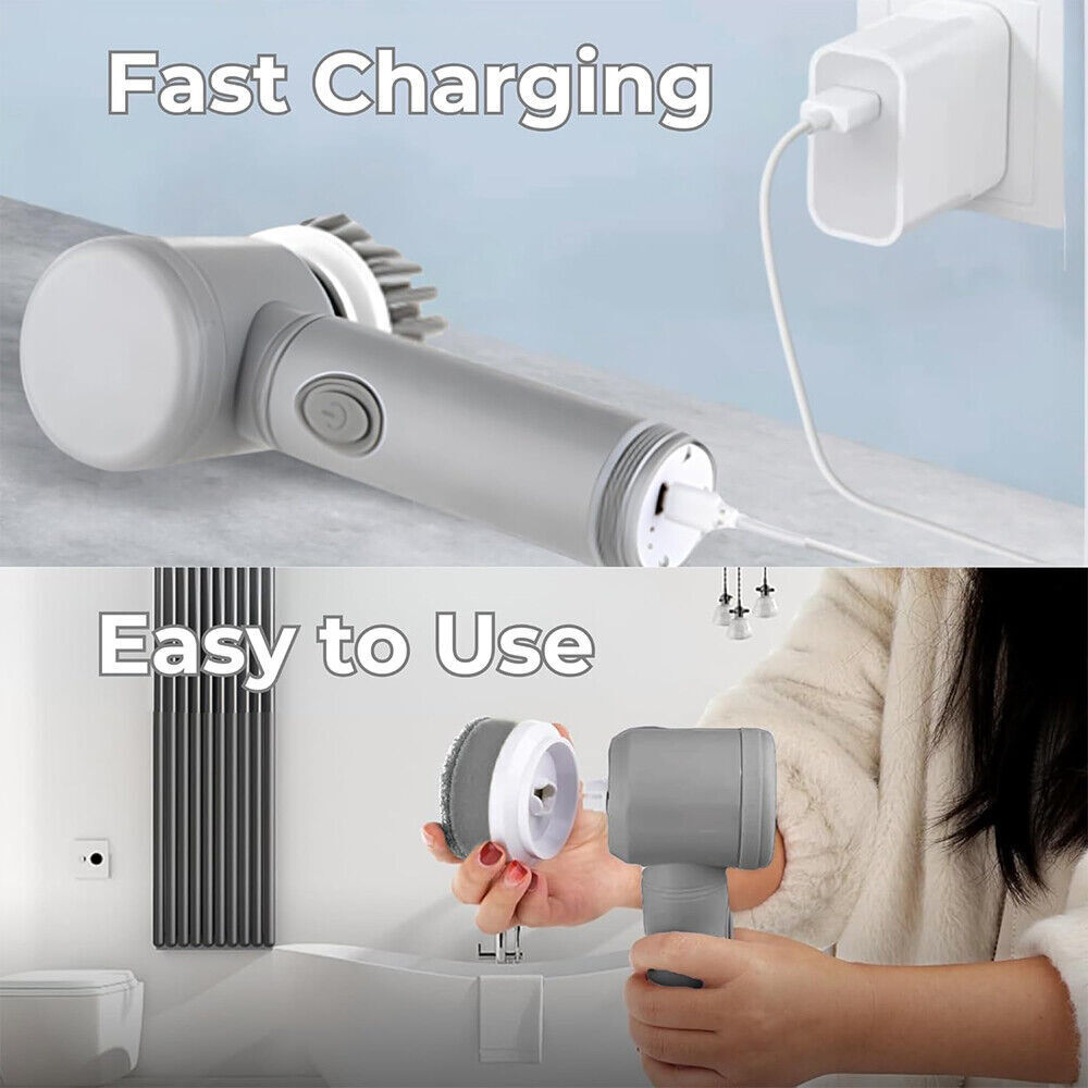 Cepillo Eléctrico de Limpieza Recargable 8 en 1 – Limpia Baño, Cocina y Azulejos sin Esfuerzo
